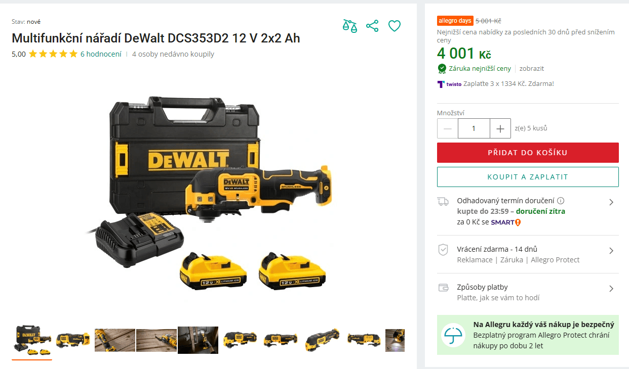 Multibruska Dewalt, 2x AKU, nabíječka, kufr